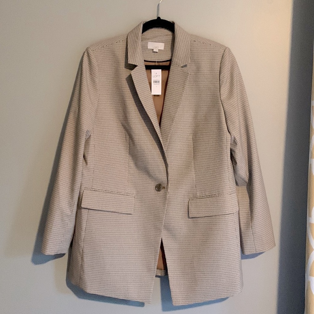 NWT LOFT checked boyfriend blazer, size 12